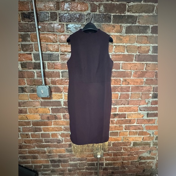 Ann Taylor Purple Midi Dress with Gold Fringe Size 6 Petit - Picture 1 of 9